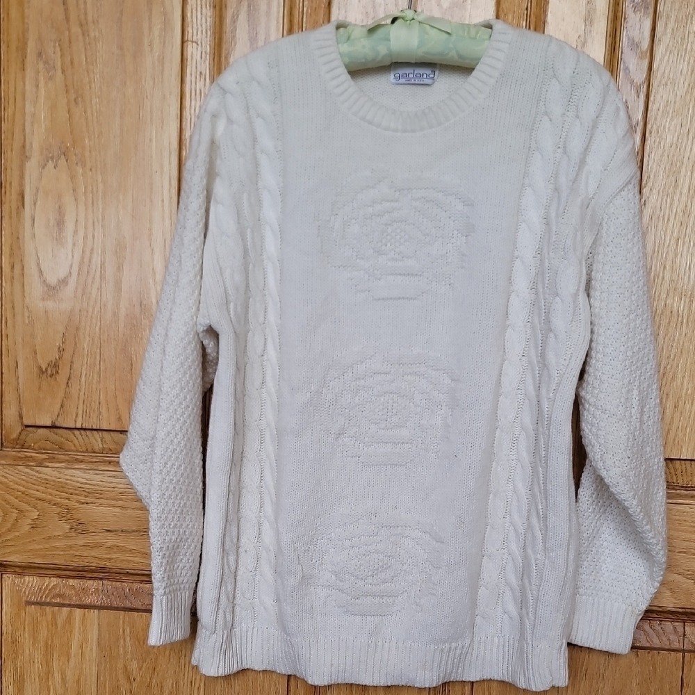 "Make Offer" Cream Crewneck Sweater Fine Knit Relaxed Fit